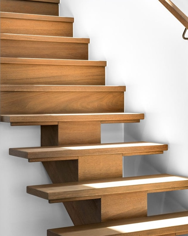 Closed and open timber staircase image