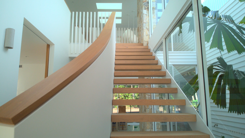 Timber stairs timber handrail