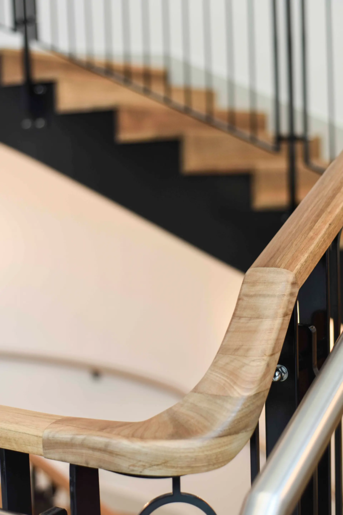 Wave timber detail on timber handrail